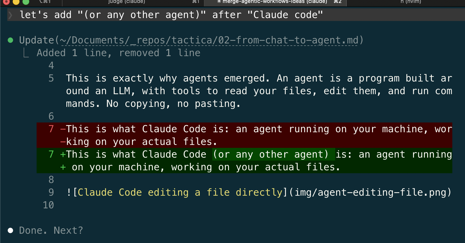 Claude Code editing a file directly