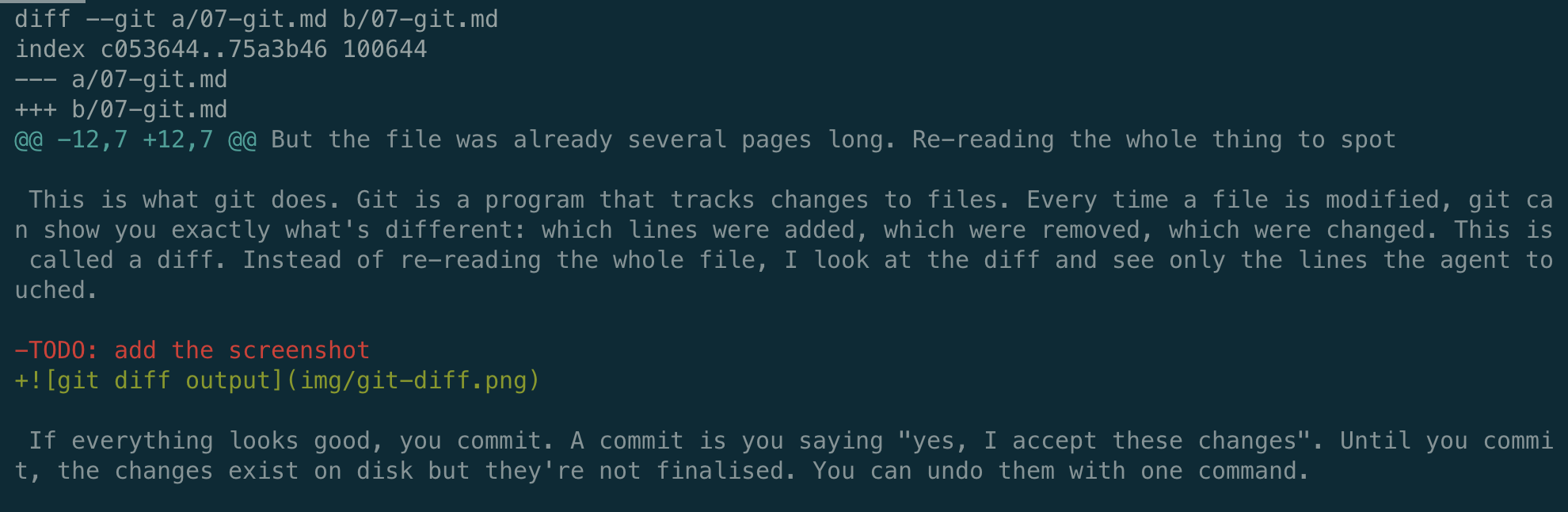 git diff output