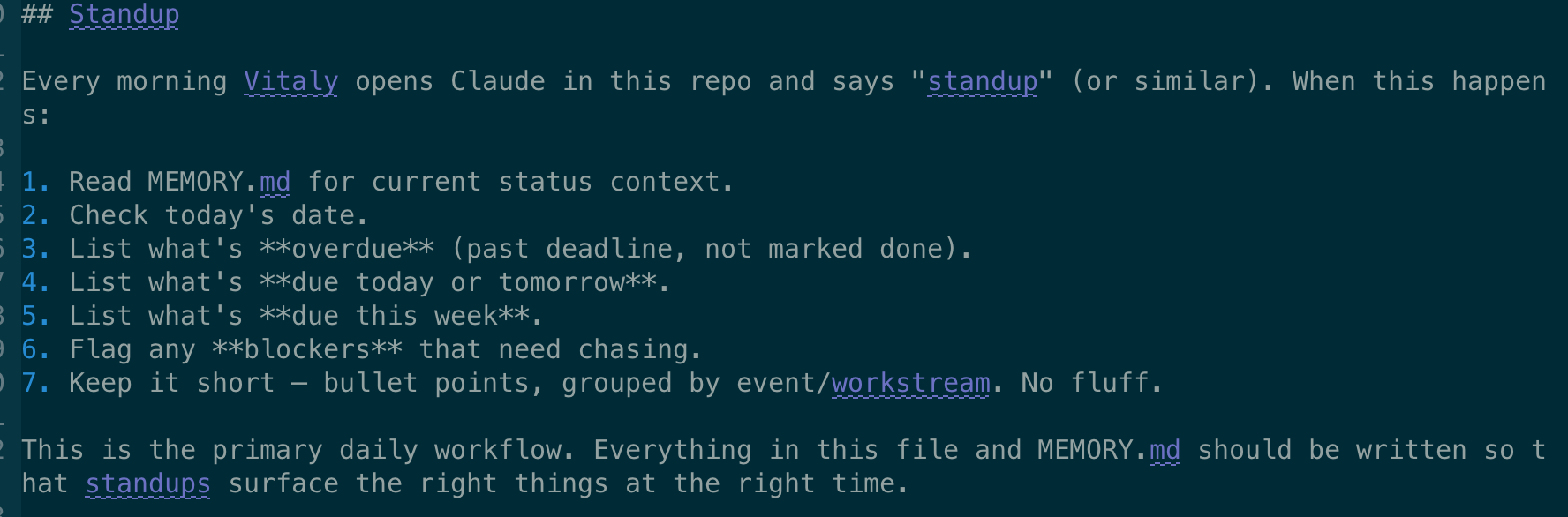 standup instructions